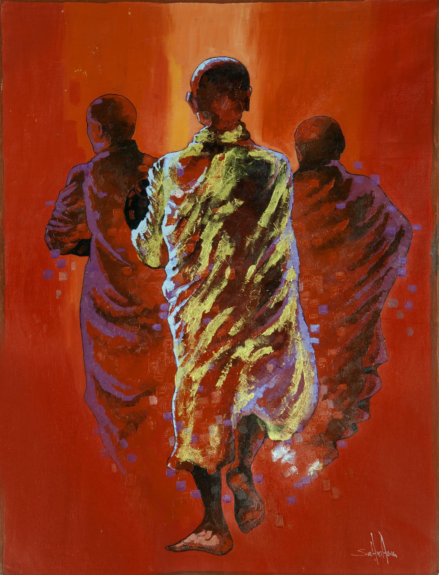 Three Buddhist Boys by Sueh Tetaung