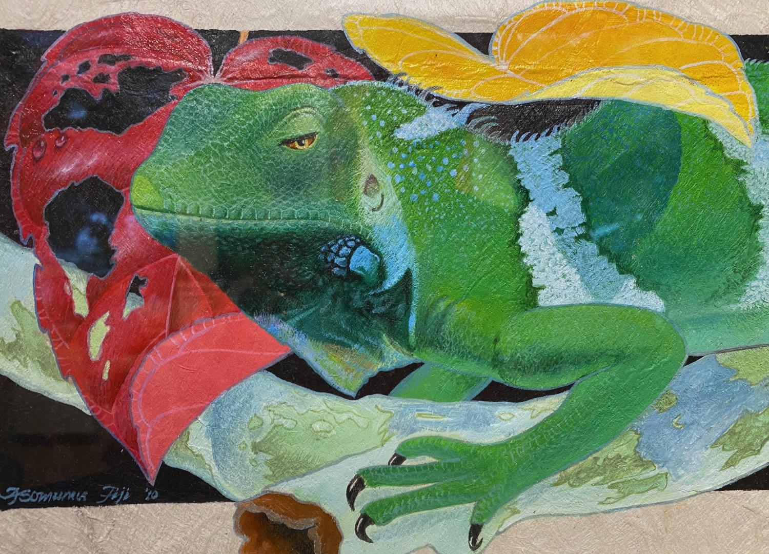 Green Crested Iguana by Anare Somumu