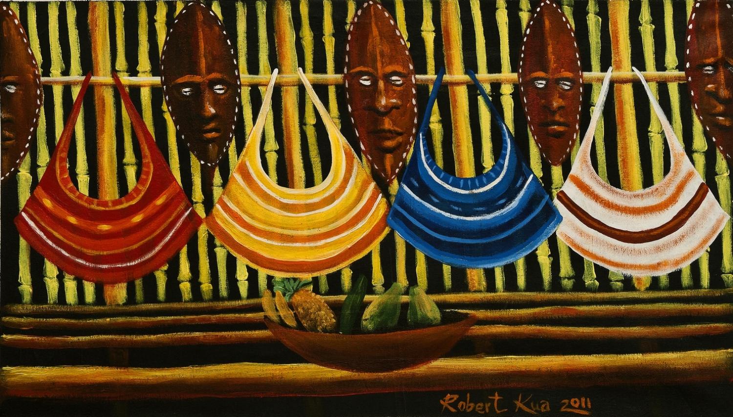 Bilum Bags, Market Scene by  Robert Gua